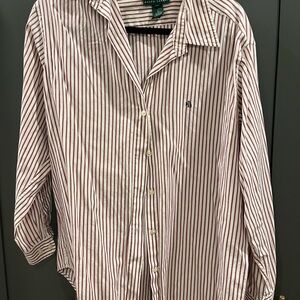 Vintage Ralph Lauren Red and White Striped Casual Shirt